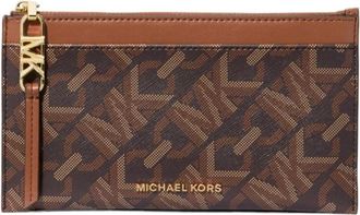 Michael Kors Rits Kaarthouder Bruin/Bagage - Dames - Portefeuilles - Veelkleurig - ONE Size - Katoen - Accessoires