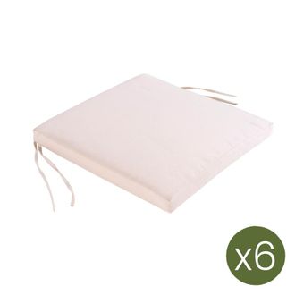 ED&Egrave;N JARD&Iacute; Pack 6 cojines para sillas de jard&iacute;n beige 44x44x5 cm