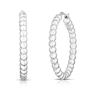 Roberto Coin Roberto Coin 18K White Gold Designer Gold Medium Bead Hoop Earrings