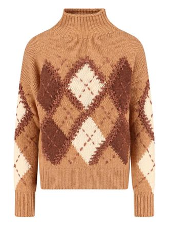 Ermanno Scervino mock-neck diamond-pattern sweater - Orange