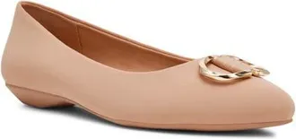 Anne Klein Oswego Pointed Toe Flat in Beige Stretch at Nordstrom, Size 8.5