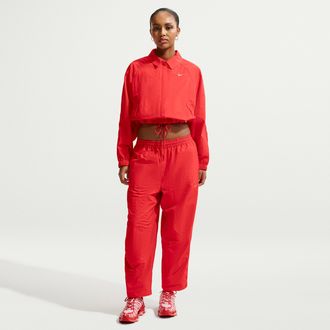 Nike Womens Nike Sportswear Oversized High-Waisted Woven Pants in Red | IF0220-696