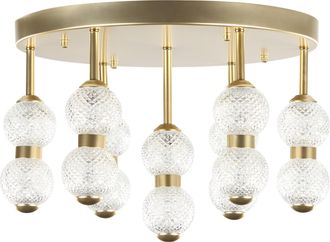 Beliani L&aacute;mpara De Techo Luces Led Integradas Metal Redondo Hierro Vidrio Pantalla Sala De Estar Moderno Estilo Glamoroso Oro Yowaka