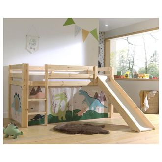 M&S Collection Letto a mezza altezza 90x200 Slide comprensivo di copertura Dino Vipack Pino Wood