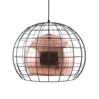 Beliani L&aacute;mpara De Techo Cobriza De Metal 128 Cm Pantalla Estilo Industrial Liri