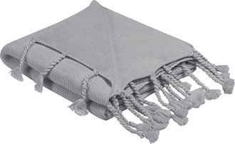 Beliani Beliani - Manta De Algod&oacute;n Gris Claro 125 X 150 Cm Para Cama Sof&aacute; Sill&oacute;n Estilo Boho Nazilli