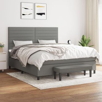 vidaXL Vidaxl - Cama Box Spring Con Colch&oacute;n Tela Gris Oscuro 180x200 Cm