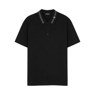 Versace Polo Shirts, male, Black, M, Front Button Placket Polo