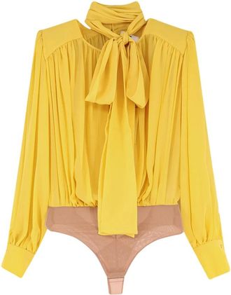 Elisabetta Franchi Bodysuit met ronde hals - Dames - Bodies - Geel - XS - Tops
