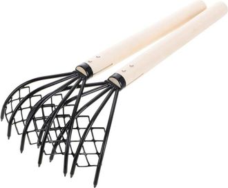 OEM Rastrello Da Spiaggia A 5 Denti Con Rete Integrata Per La Raccolta Di Vongole E Ostriche: Robusto E Compatto Attrezzo Manuale Da 38 Cm Per La Pesca Co