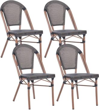 Beliani Set of 4 Garden Chairs Grey PE Rattan Wicker Seat Aluminium Frame Indoor Outdoor Set RIFREDDO
