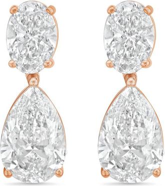 Diana M. Jewels 14KW RG 15.00 Ct TW of Lab grown oval and pear shape diamond drop earrings
