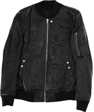 Rick Owens Black Textured Round Neck Jacket