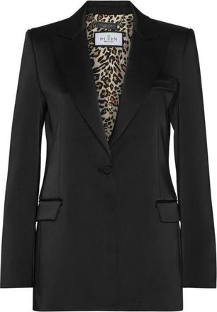 Philipp Plein Blazer in raso con teschio di cristallo - - Jackets - Donna - Nero - M
