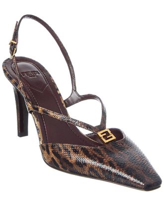 Fendi Fendi Ffold Snakeskin Slingback Pump