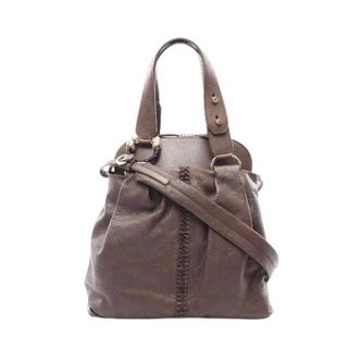Bulgari Pre-owned Leoni Leder 2way Handtas - Dames - Pre-owned - Bruin - Maat: ONE Size Leer