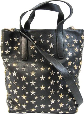 Jimmy Choo London Star Black Leather Shoulder Bag (Pre-Owned)