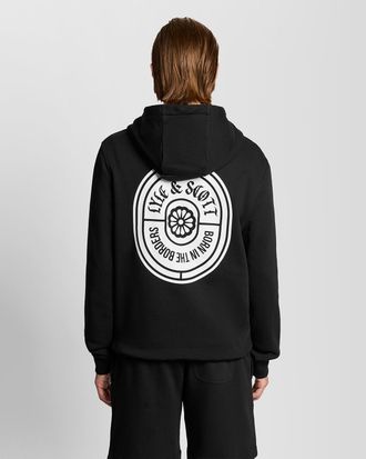 Lyle & Scott Mens Graphic Badge Cotton Hoodie - Black - Size X-Small