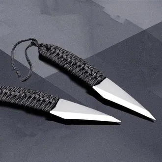 OEM 2 Cuchillos Ent De Acero De Alto Carbono - Cord&oacute;n Antideslizante Negro - Hoja Biselada