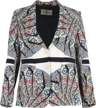 Etro Etro Pre-owned Womens Lancia Floral Peak Lapel Jacket in Multicolor Viscose - Multicolour - Size EU 46 (Womens)