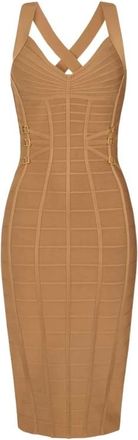 Elisabetta Franchi Viscose Midi Dress - female - Elisabetta Franchi - Midi Dresses - Beige - L - Dresses