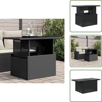 vidaXL Rattan PE - vidaXL Tavolo da Giardino Piano in Vetro Nero 100x55x73 cm Polyrattan - Acciaio verniciato