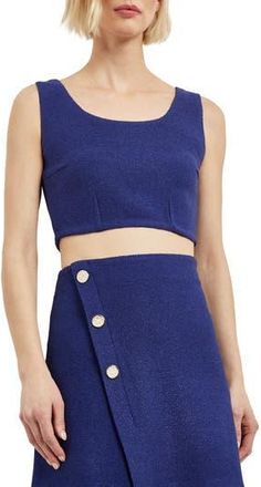 Misook Sleeveless Boucl&eacute; Crop Top in Starry Night Blue at Nordstrom Rack, Size X-Large