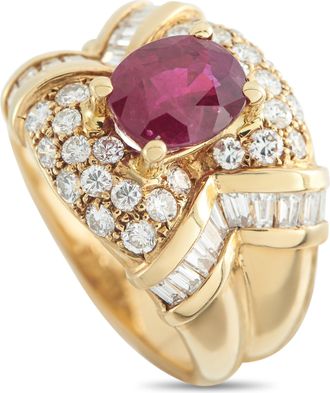 Luxury Bazaar 14K Yellow Gold 1.57ct Diamond and Ruby Ring MF40-051526