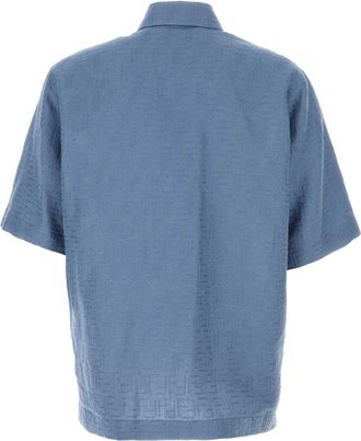 Fendi Mens Linen Shirt Blue Cotton