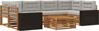 vidaXL Conjunto De Sof&aacute;s De Exterior 7 Uds. Natural Y Gris Claro Vidaxl