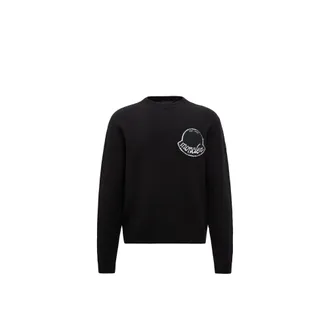 Moncler Embroidered Logo Wool Sweater Black Size 3XL