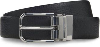 BOSS Italian leather belt with logo keeper
