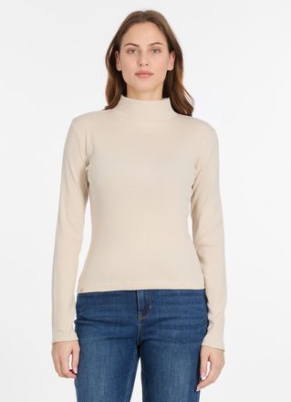 Ragwear Langarmshirt RAGWEAR JANELLE LONG, Damen, Gr. XXL, ecru, Jersey, Obermaterial: 95% Baumwolle, 5% Elasthan, unifarben, h&uuml;ftlang, Rundhals, Shirts Langa