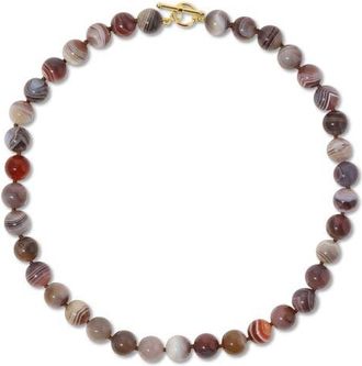EF Collection Luna 14k Gold Iris Agate Necklace in 14K Yellow Gold at Nordstrom