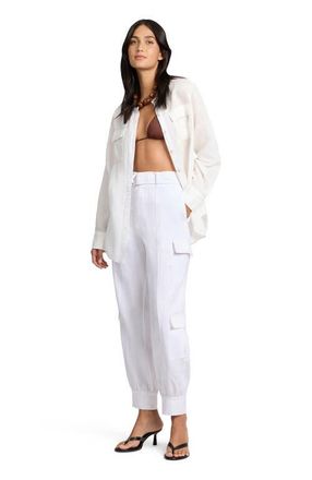 Onia Linen Utility Pant in White at Nordstrom, Size 0