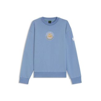 BOSS Cotton-terry sweatshirt with tennis artwork