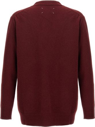 Maison Margiela Mens Bordeaux Wool Cardigan Clothing