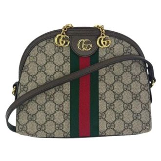 Gucci Pre-owned GG Supreme Ophidia Small Rounded Top Shoulder Bag - Dames - Pre-owned - Bruin - Maat: ONE Size Satijn