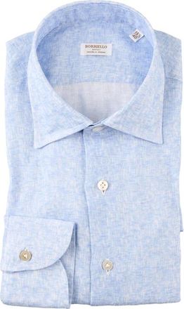 Borriello Camicia 100% Lino - Heren - Zakelijke Overhemden - Blauw - XL - Linnen - Overhemden