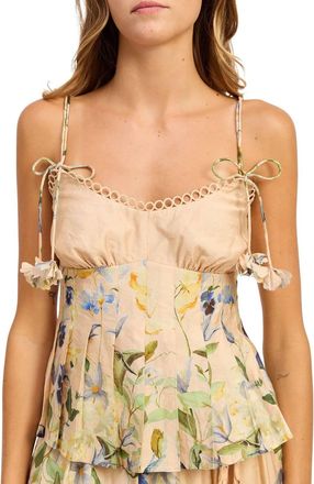 En Saison Carrera Floral Cami Top In Blush Blue Yellow