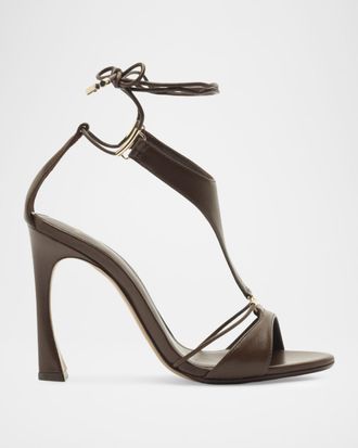 Alexandre Birman 100mm Mimi Leather Ankle-Tie Sandals