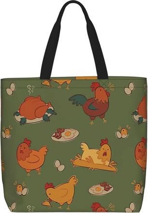 Generic Women Handbag Chickens Pattern Women Tote Bag Reusable Fashion Beach Travel Bags, For Wedding, Birthday, Daily, School, Holiday