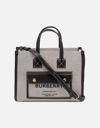 Burberry Womens Mini Freya Tote Canvas Bag - Black - Size: UNI