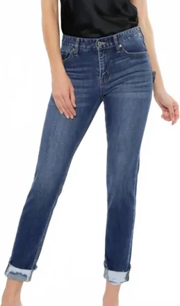 Kancan Midrise Slim Straight Jeans In Medium Stone Wash