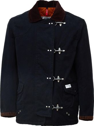 Fay Washed Gabardine Jacket With Iconic Metal Hooks