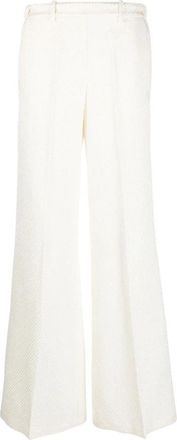 Forte_Forte Elegante Beige Wollen Palazzo Broek - Dames - Wijde Broeken - Beige - L - Wol - Broeken
