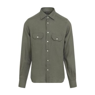 Kiton Casual Shirts, male, Green, Size: 2XL Ucwmh0969009000 Chest-Pocket Shirt