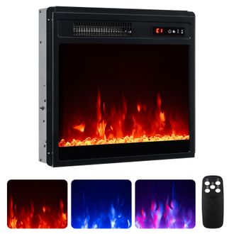 Costway Costway 18 Electric Fireplace Insert 750W/1500W Fireplace Heater in Black