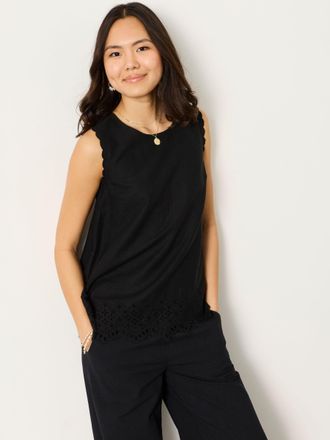 Fat Face FatFace Ella Black Regular Broderie Cami