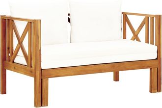 vidaXL Banco De Jard&iacute;n 2 Plazas Con Cojines Madera Maciza Acacia 122cm Vidaxl